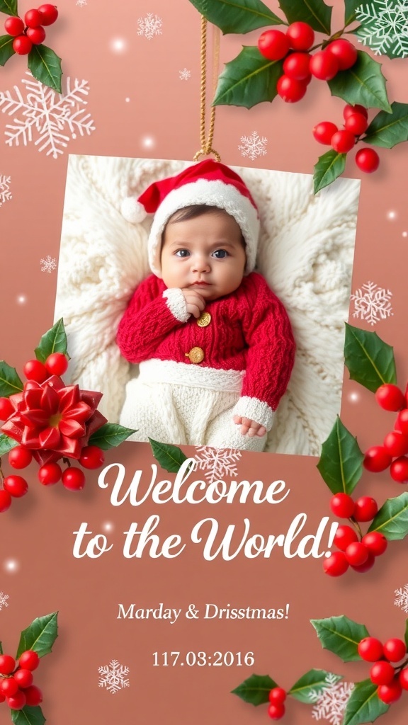 A Christmas card announcing a baby